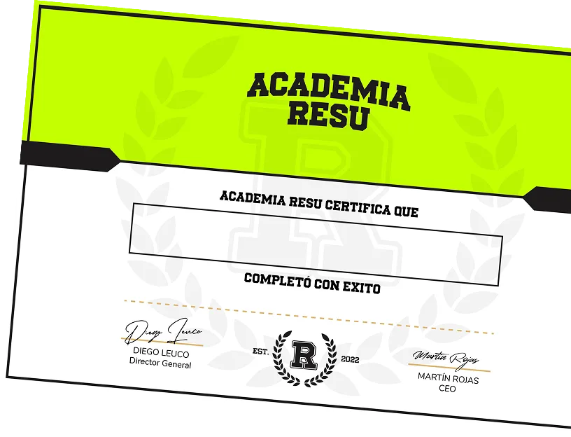 Ejemplo de certificado de Academia Resu